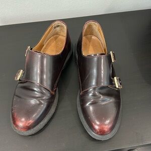 Doc Martens Pandora brown leather size US7 2-buckled, rubber sole shoes